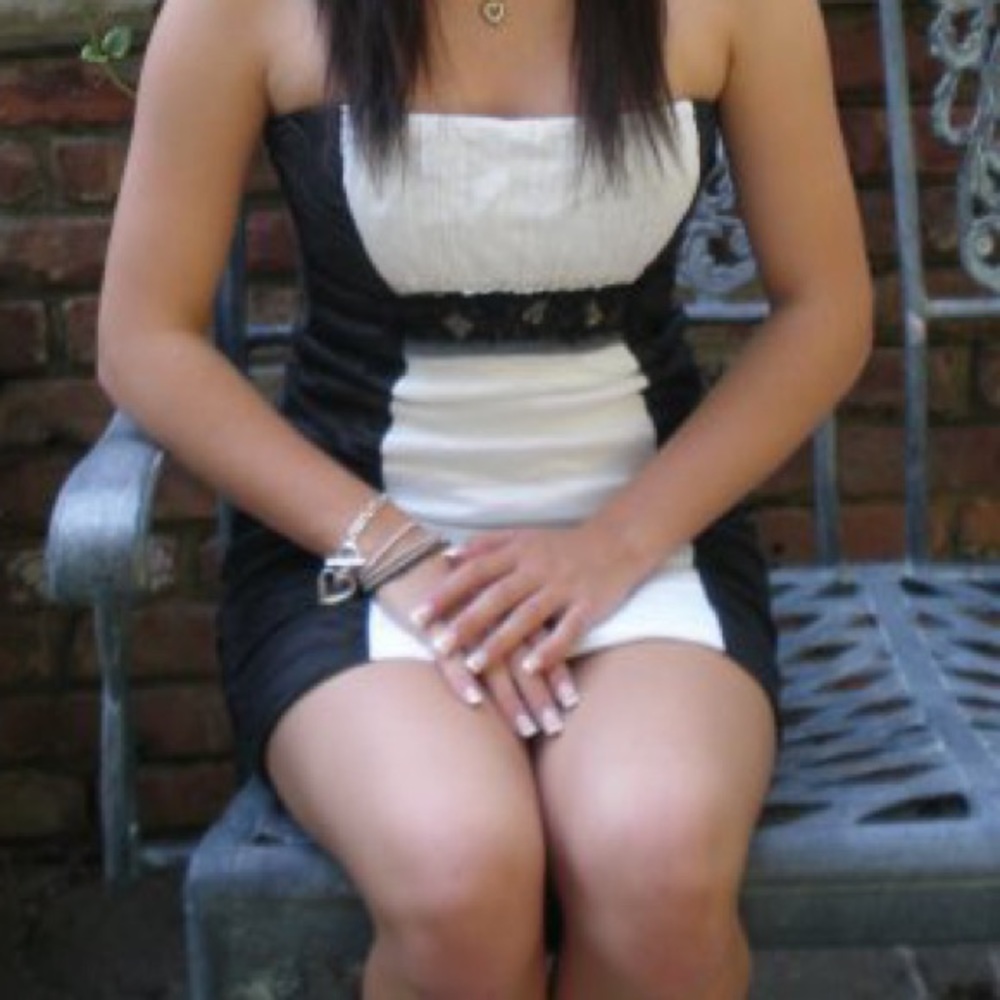 BCBG black and white minidress